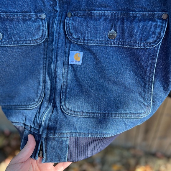 Carhartt Sherpa Lined Denim Jacket, Womens XL, Blue Crewneck - Picture 6 of 7